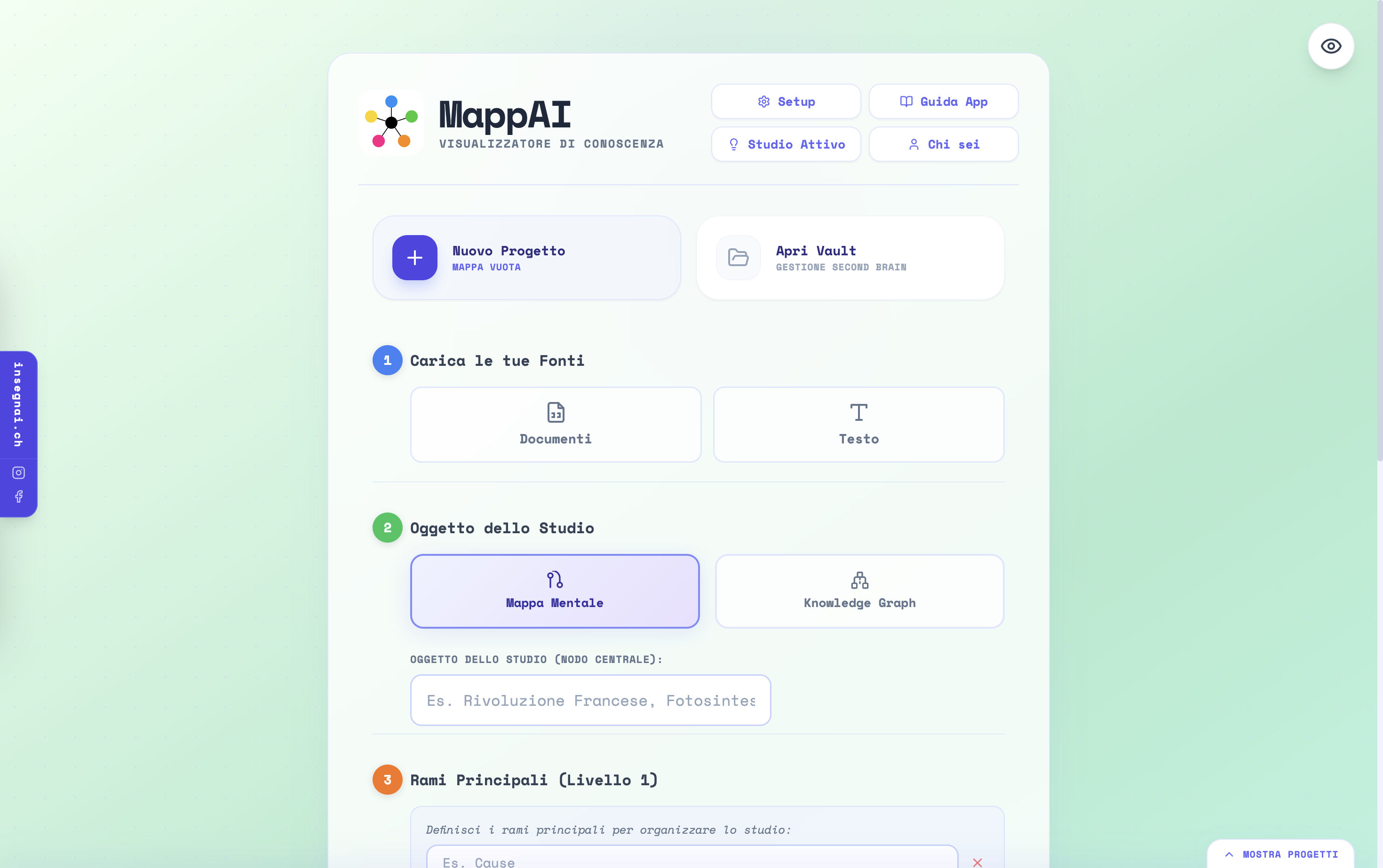 Interfaccia MappAI con grafo aperto